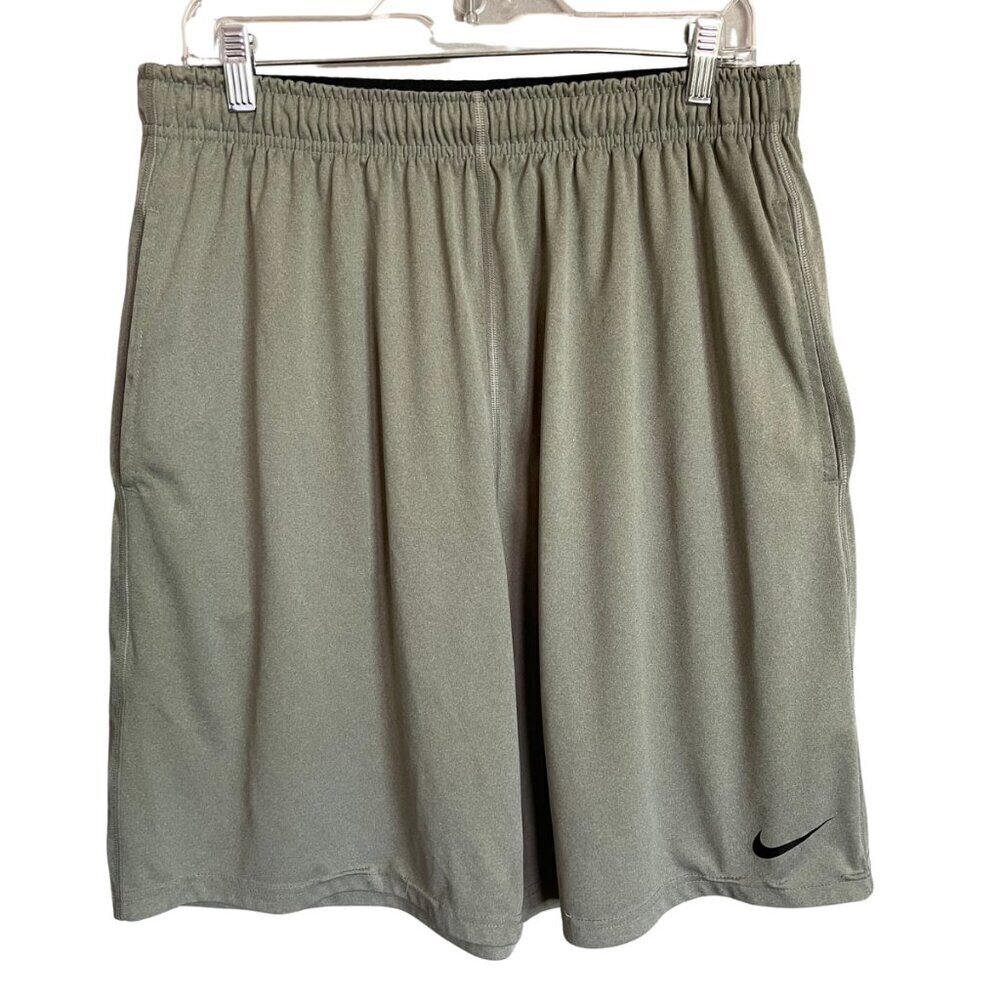 Nike Men's Athletic Shorts in Olive Green with Black Swoosh